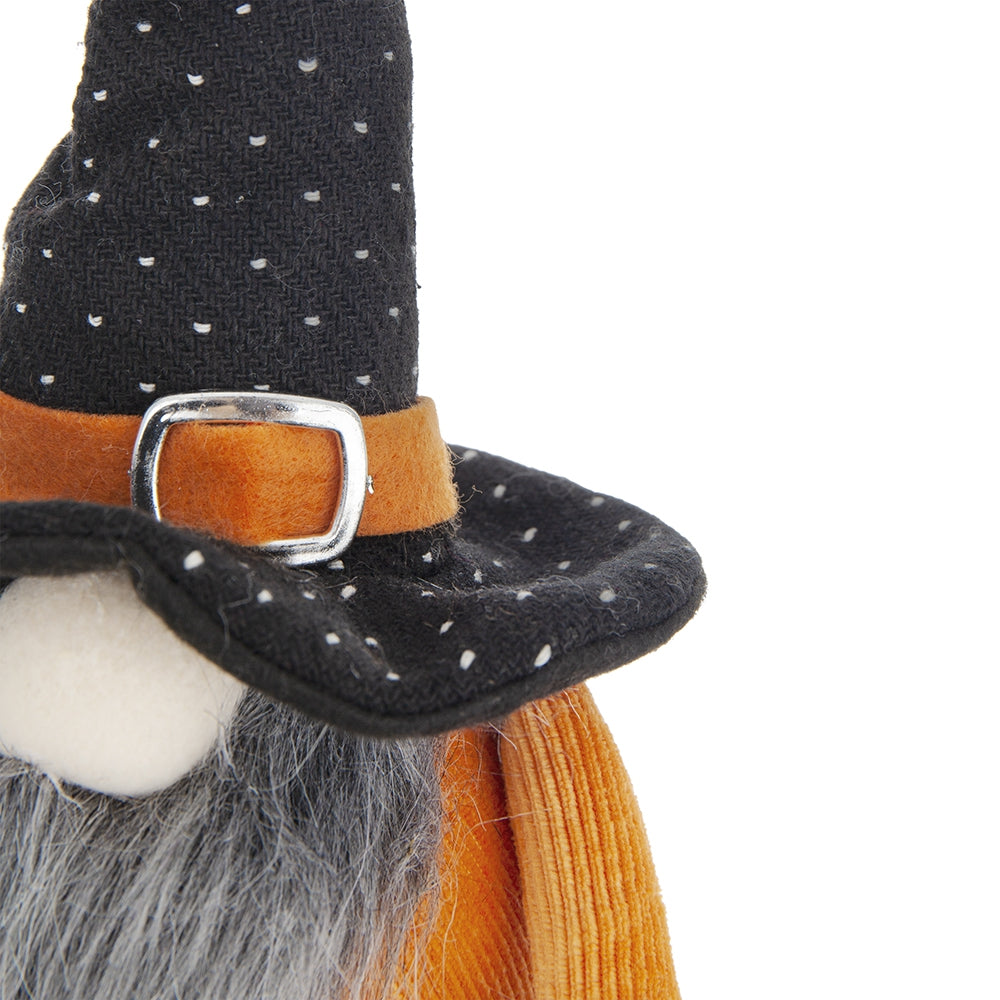 Set of 2, 6.3x4.3x16" Fabric Standing Orange Gnome W/Black Gnome & Holding Banner, for Halloween Decor