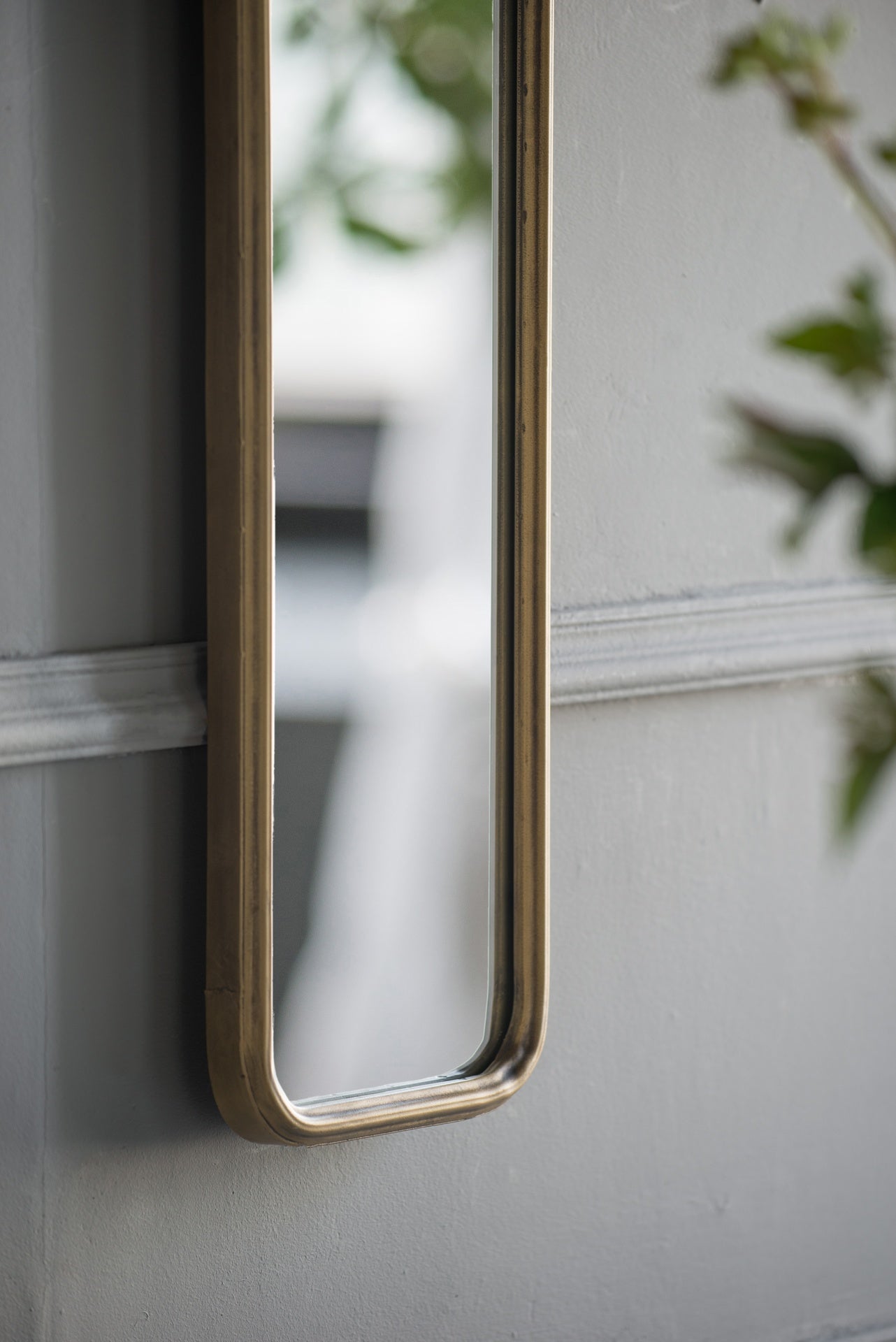 47" x 8" Full Length Mirror with Antique Gold Metal Frame, Long Mirror for Hallway Living Room Bedroom Bathroom