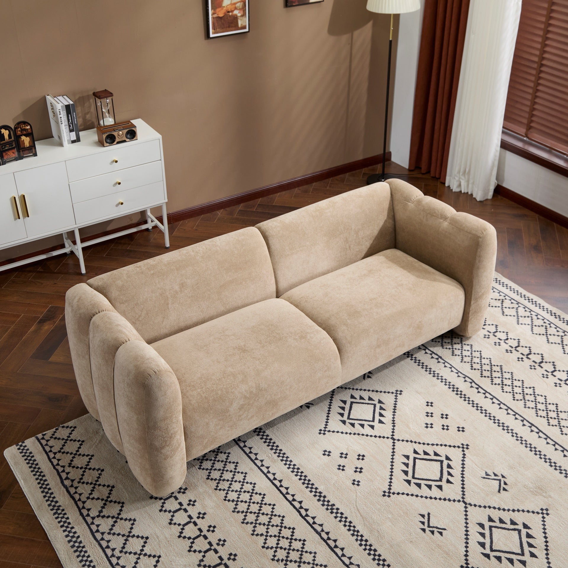 Tonson 83" 3-Seater Velvet Sofa,Wave Design, Living Rooms,Bedrooms,Apartment Office,Nomad
