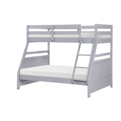 Bunk Bed Twin Over Full Gray Finish Sturdy Wood Frame Guard Rails Youth Bedroom Furniture 1pc
