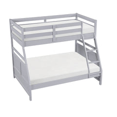 Bunk Bed Twin Over Full Gray Finish Sturdy Wood Frame Guard Rails Youth Bedroom Furniture 1pc