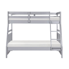 Bunk Bed Twin Over Full Gray Finish Sturdy Wood Frame Guard Rails Youth Bedroom Furniture 1pc