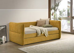 Luxurious 1pc Modern Daybed Pull Out Trundle Button Tufted Nailhead Trim Bedroom Living Room Furniture Gold Finish