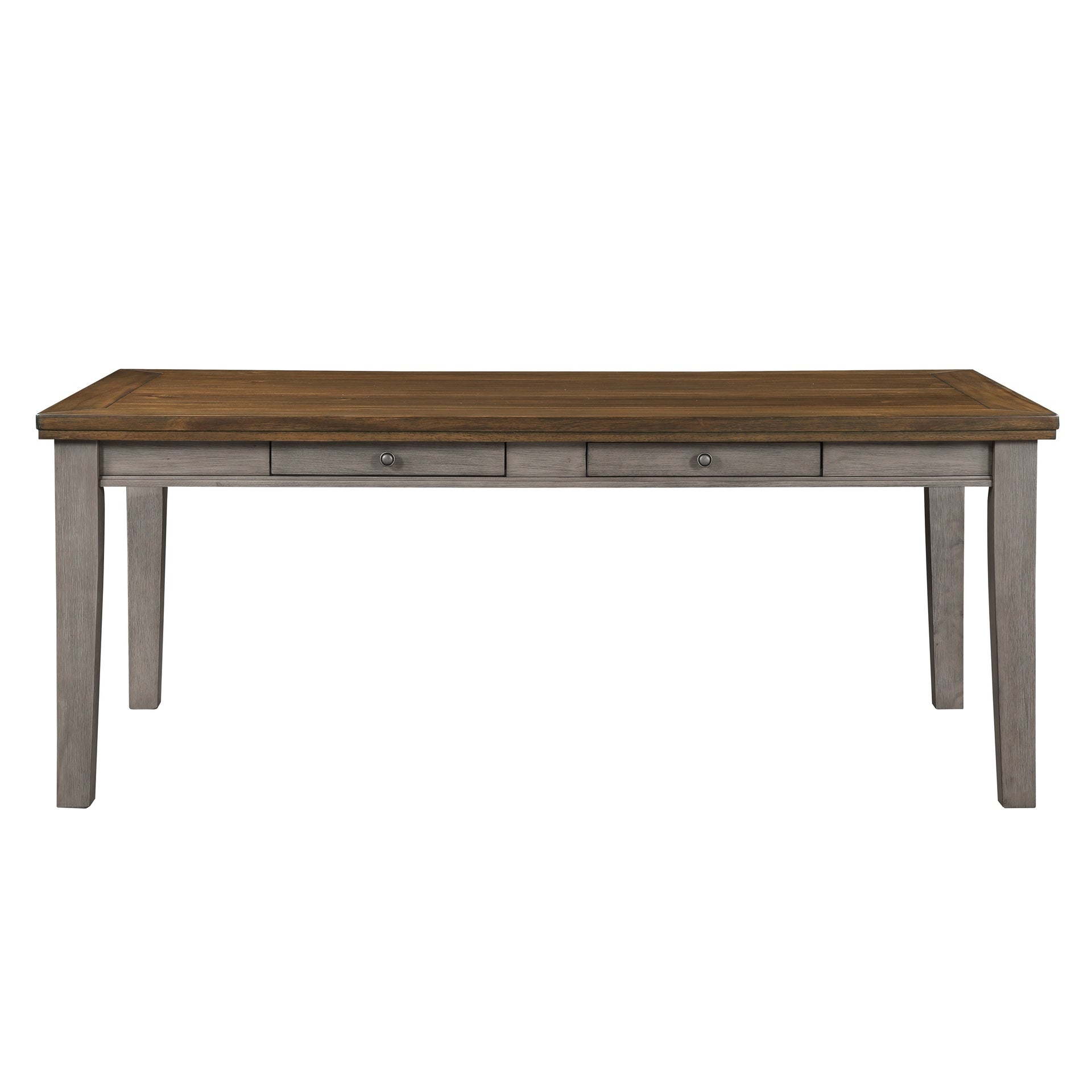 Gray Finish Traditional Style 7pc Dining Set Drawers Table and 6x Side Chairs Ladder Back Design Wooden Furniture