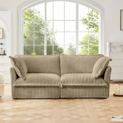 Modern Slipcovered 2-Seat Sofa Couches for Living Room, 2 Seater Sofa, Corduroy Deep Seat Sofa with Upholstered Cushion&Detachable Cover, Comfy Sofa Couch for Small Space, Apartment, Camel Corduroy