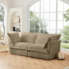Modern Slipcovered 2-Seat Sofa Couches for Living Room, 2 Seater Sofa, Corduroy Deep Seat Sofa with Upholstered Cushion&Detachable Cover, Comfy Sofa Couch for Small Space, Apartment, Camel Corduroy