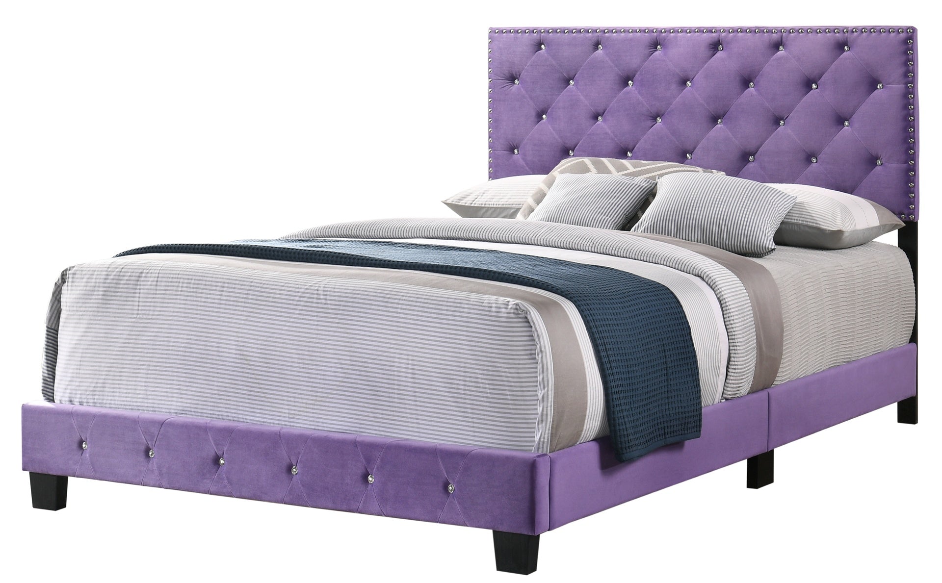 Enchanting Purple Transitional Queen Bed