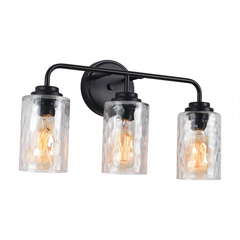 3-Light with Clear Glass Glacier Shade, Unique Hand-make Lampshade, Industrial Indoor Light Fixture for Bathroom Living Room Bedroom Over Kitchen Sink, E26 Socket [No Bulb]