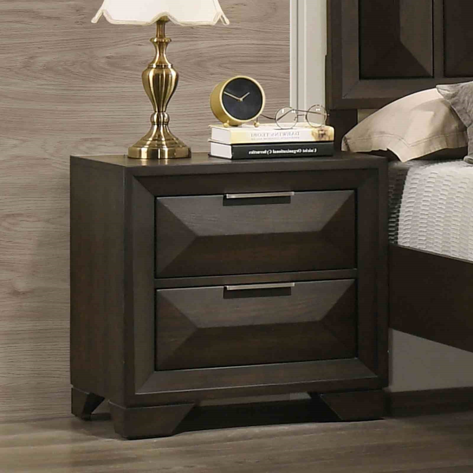 Transitional Style 1pc Nightstand Metal Handles Bracket Legs Centre Metal Handles English Dovetail Drawers Espresso Finish Bedroom Furniture