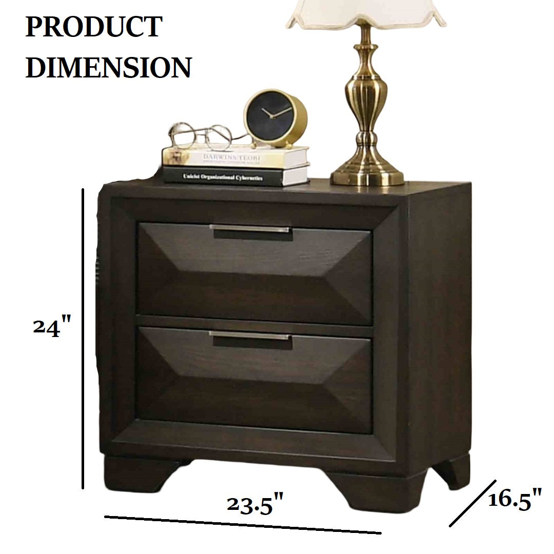 Transitional Style 1pc Nightstand Metal Handles Bracket Legs Centre Metal Handles English Dovetail Drawers Espresso Finish Bedroom Furniture