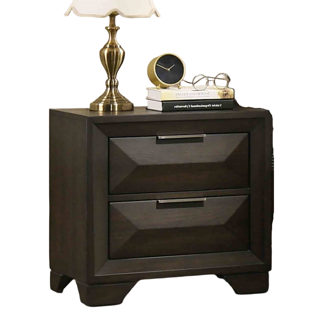 Transitional Style 1pc Nightstand Metal Handles Bracket Legs Centre Metal Handles English Dovetail Drawers Espresso Finish Bedroom Furniture