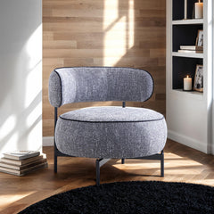 Contemporary Style Swivel Chair Dark Gray Finish Metal Legs Curved Backrest Contrast Welt