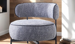 Contemporary Style Swivel Chair Dark Gray Finish Metal Legs Curved Backrest Contrast Welt