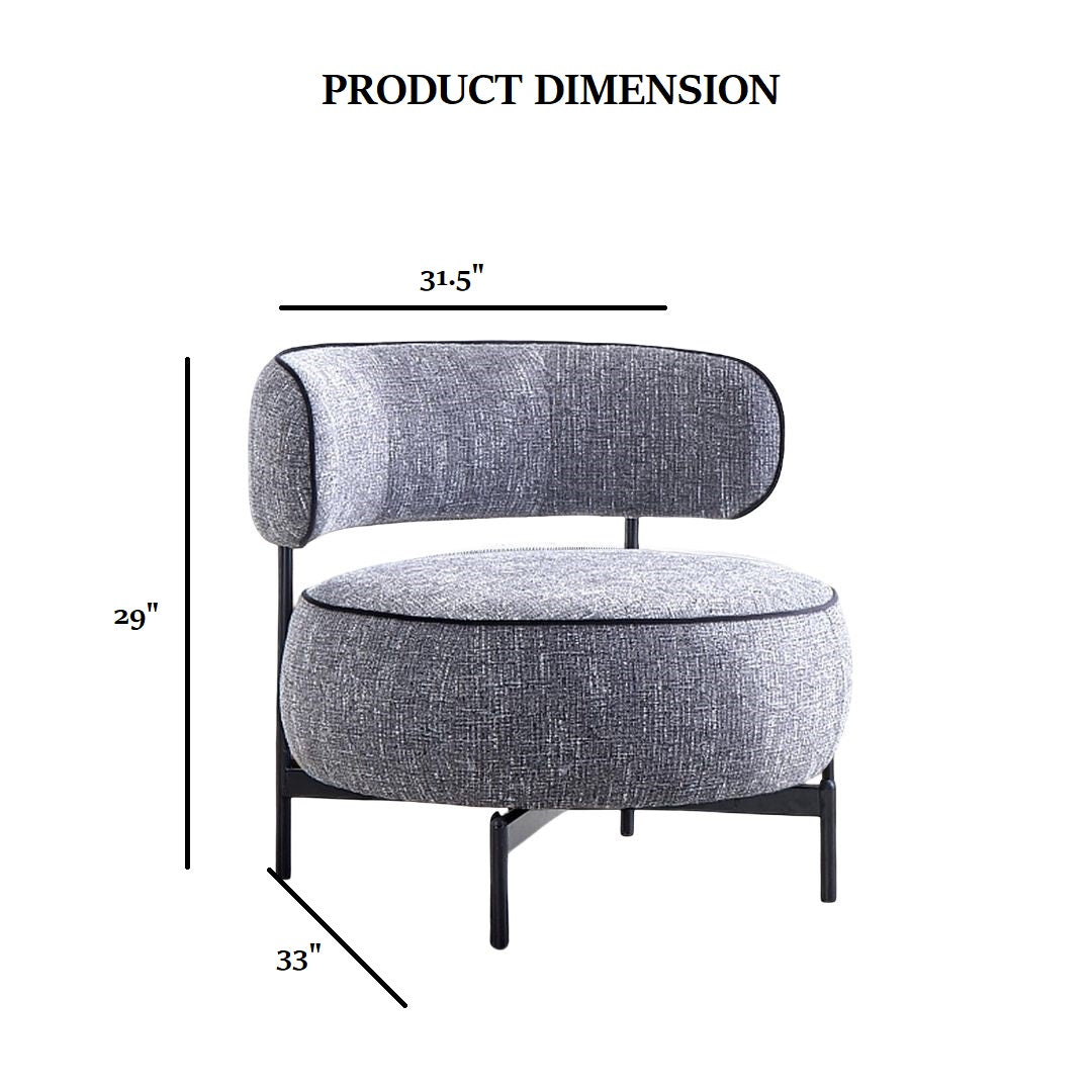 Contemporary Style Swivel Chair Dark Gray Finish Metal Legs Curved Backrest Contrast Welt