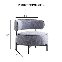 Contemporary Style Swivel Chair Dark Gray Finish Metal Legs Curved Backrest Contrast Welt