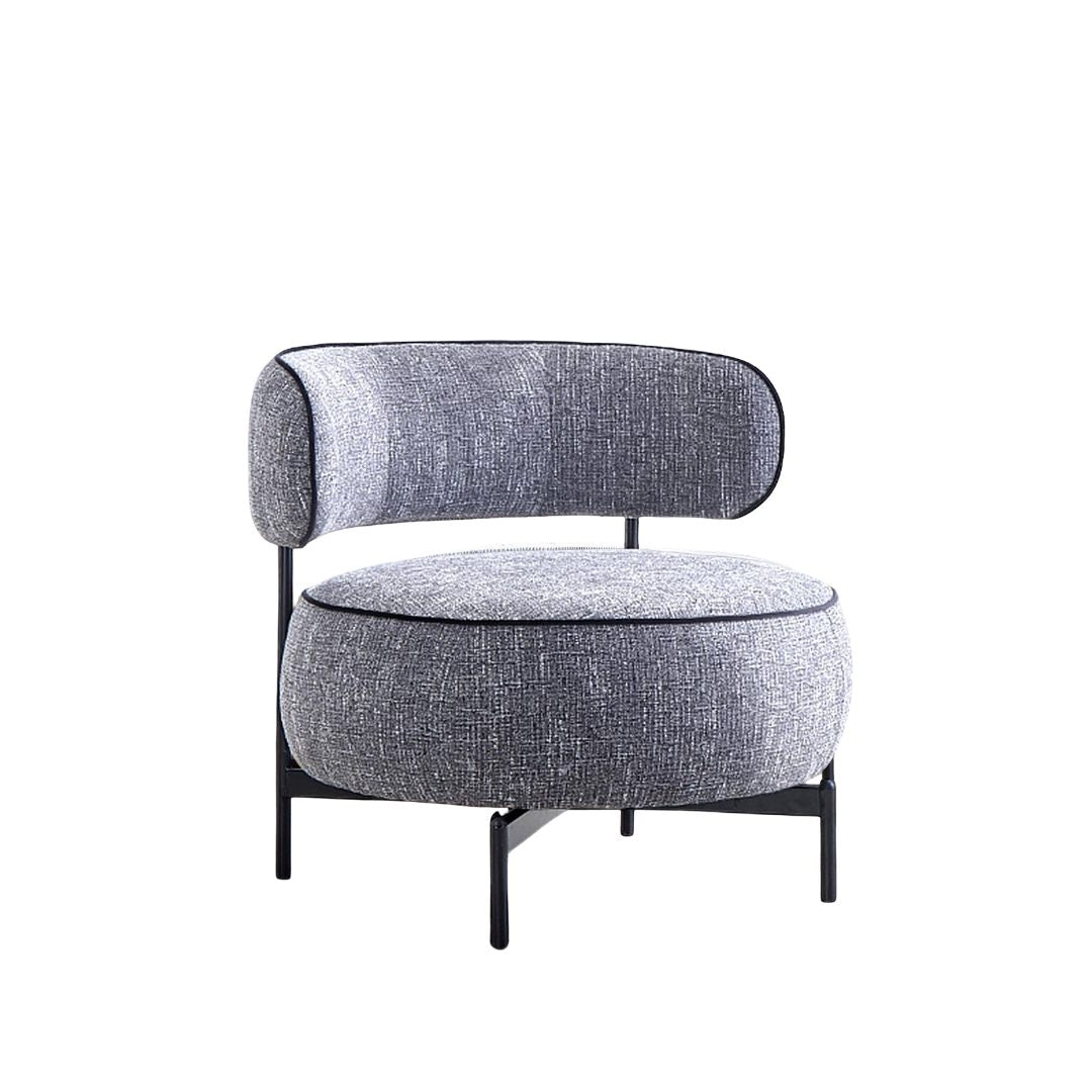 Contemporary Style Swivel Chair Dark Gray Finish Metal Legs Curved Backrest Contrast Welt
