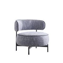 Contemporary Style Swivel Chair Dark Gray Finish Metal Legs Curved Backrest Contrast Welt