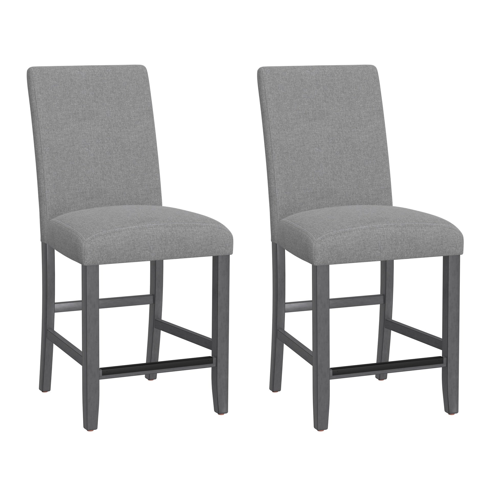 Gray Upholstered Barstools, Set of 2