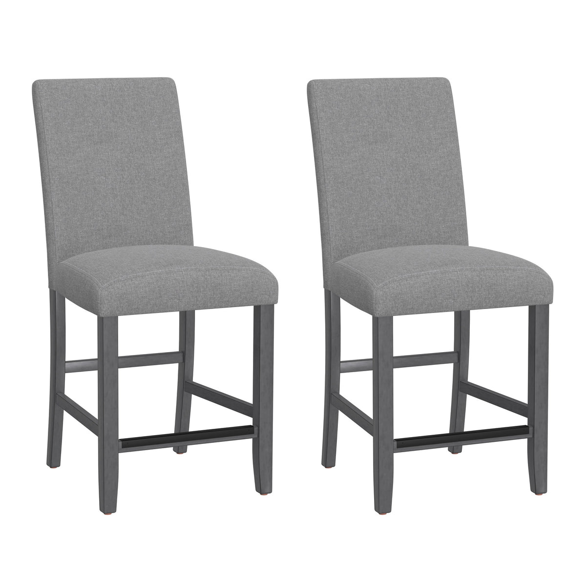 Gray Upholstered Barstools, Set of 2