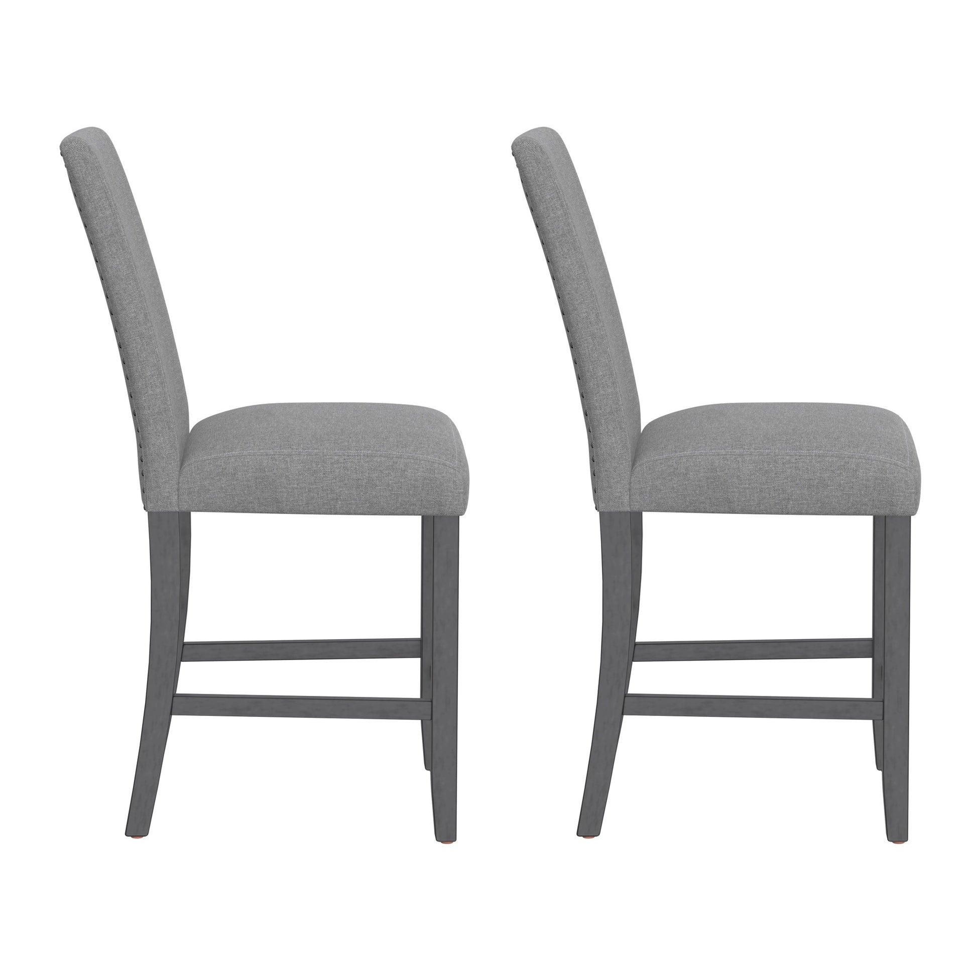 Gray Upholstered Barstools, Set of 2
