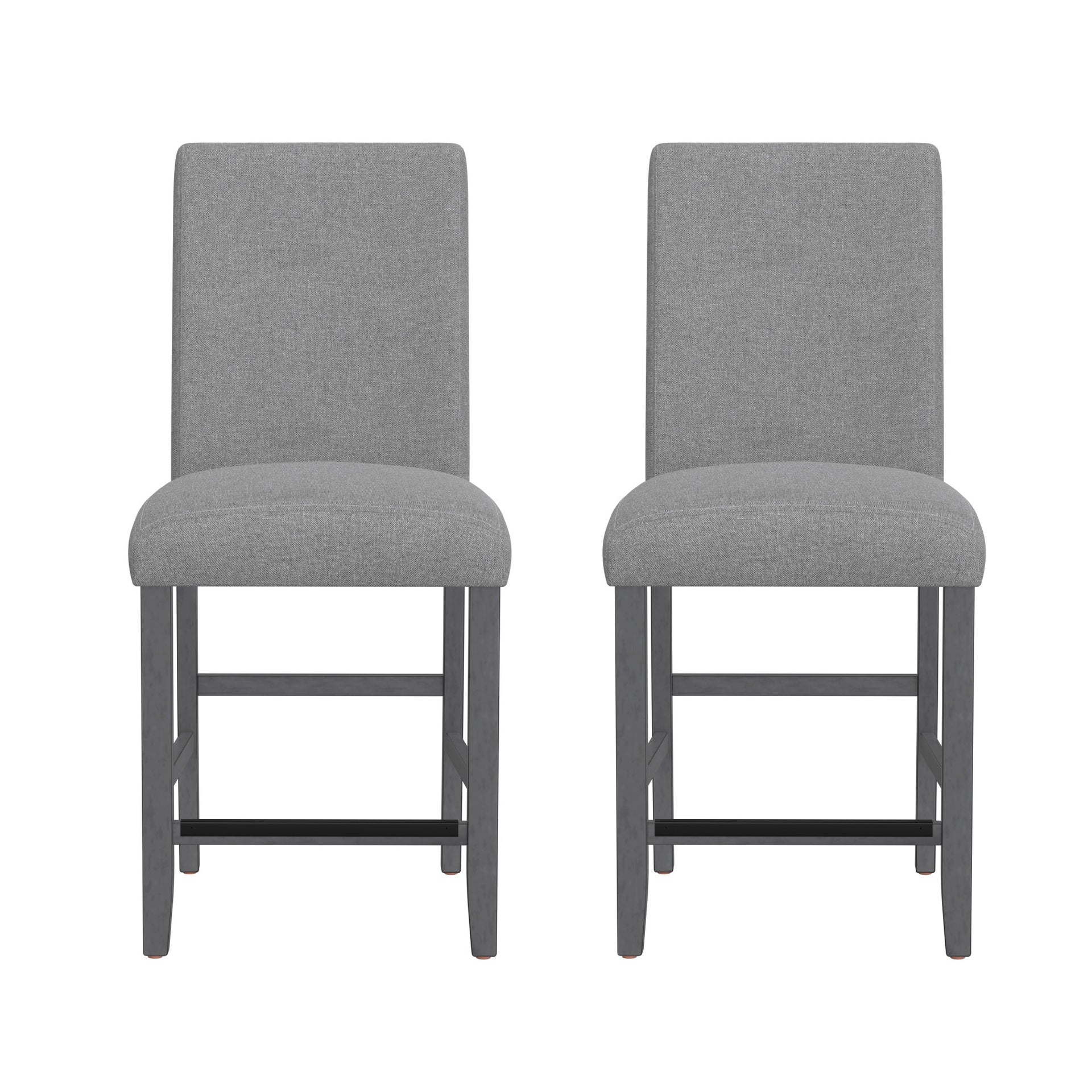 Gray Upholstered Barstools, Set of 2