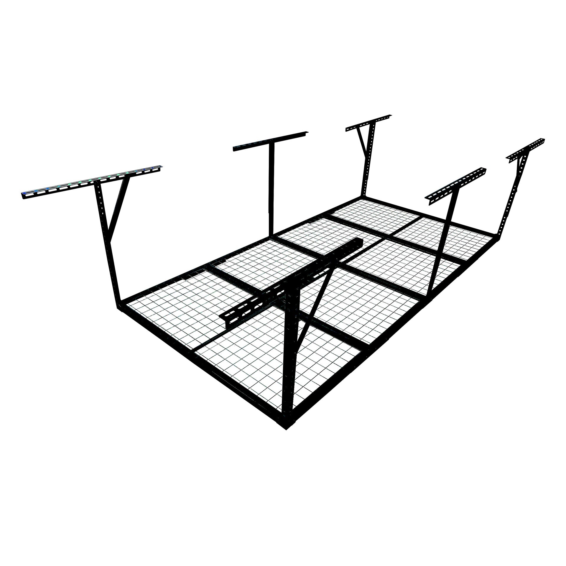 4x8ft Overhead Garage Storage Rack, Heavy-Duty Metal Garage Ceiling Storage Rack, 22''-40" Adjustable Ceiling Drop-Down, 600 lb. Loading Weight Capacity, Black Color