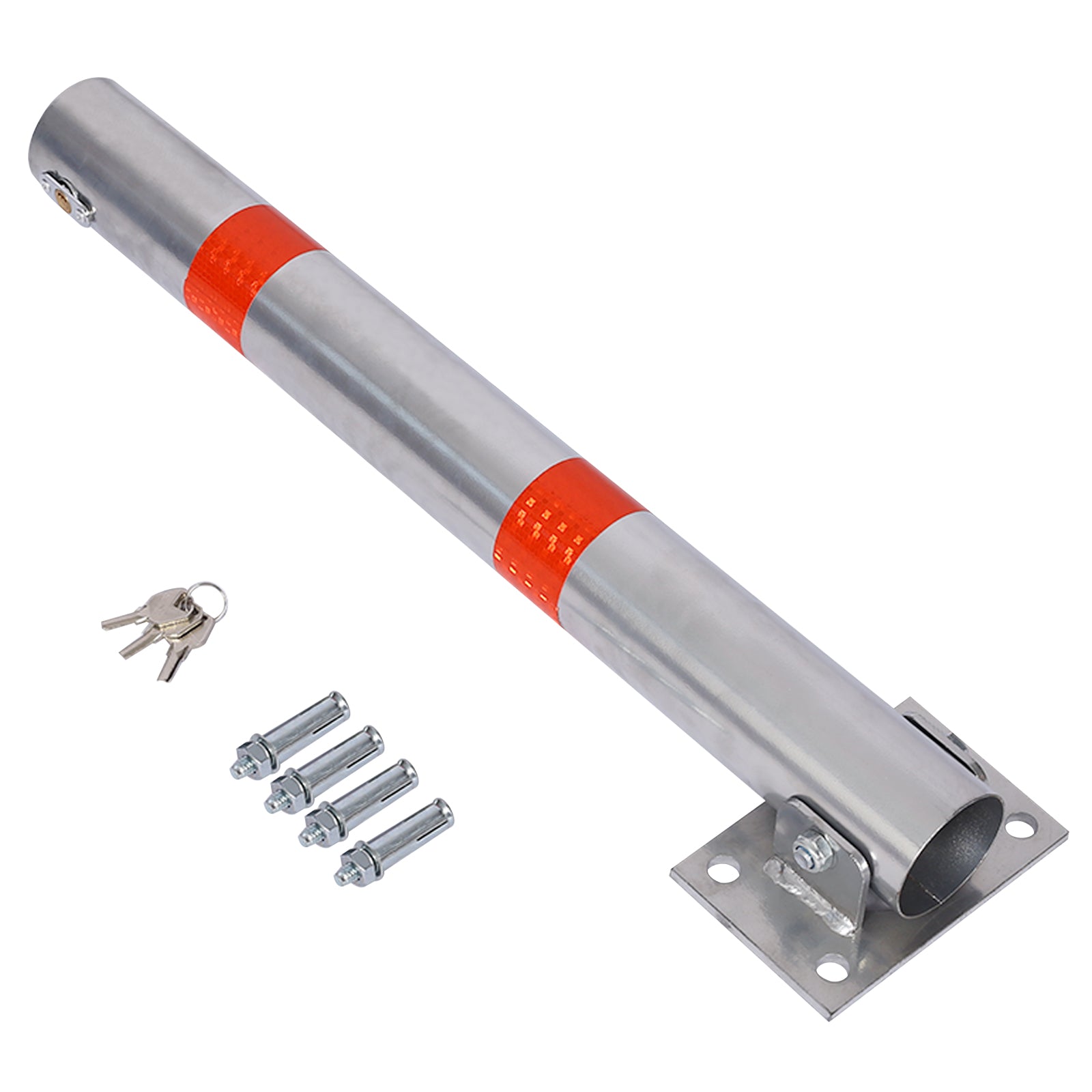 Parking bollard,pole barrier with lock ,car parking protection posts,home garage street decor ,parking barrier Round gray