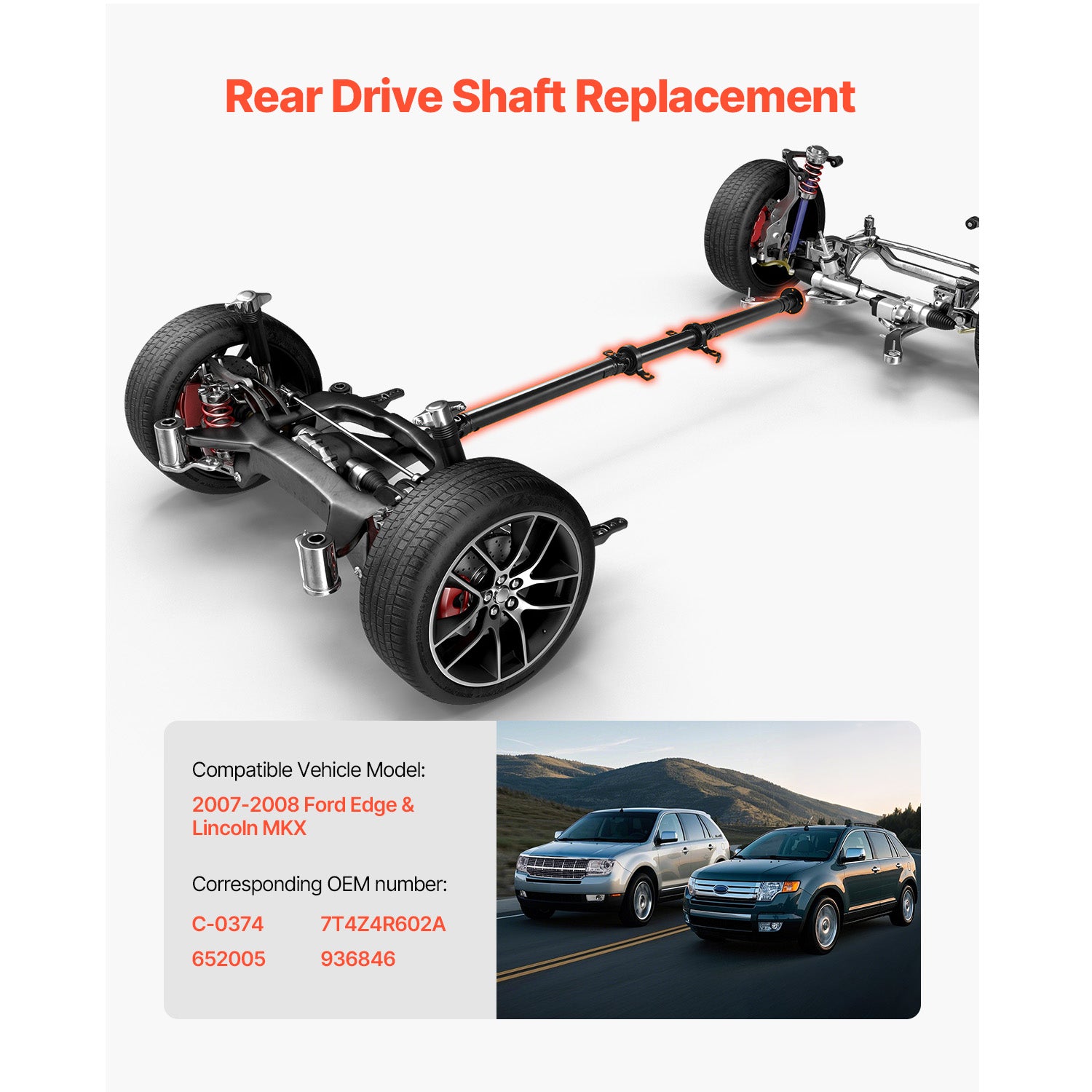 Rear Drive Shaft Assembly Compatible with 2007-2008 Ford Edge/Lincoln MKX