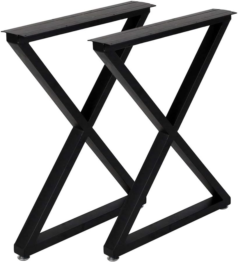 Metal Table Legs 28''x 24'' Heavy-Duty Desk Legs Industrial Furniture Legs for Dinning Table, Computer Table, Office Table (2Pcs)-Black
