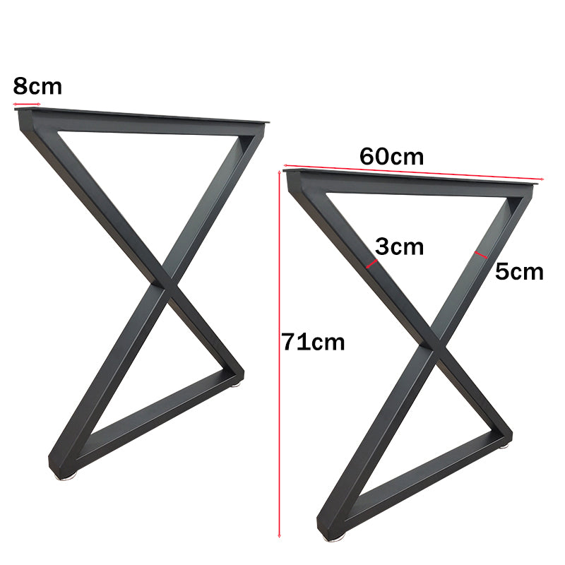 Metal Table Legs 28''x 24'' Heavy-Duty Desk Legs Industrial Furniture Legs for Dinning Table, Computer Table, Office Table (2Pcs)-Black