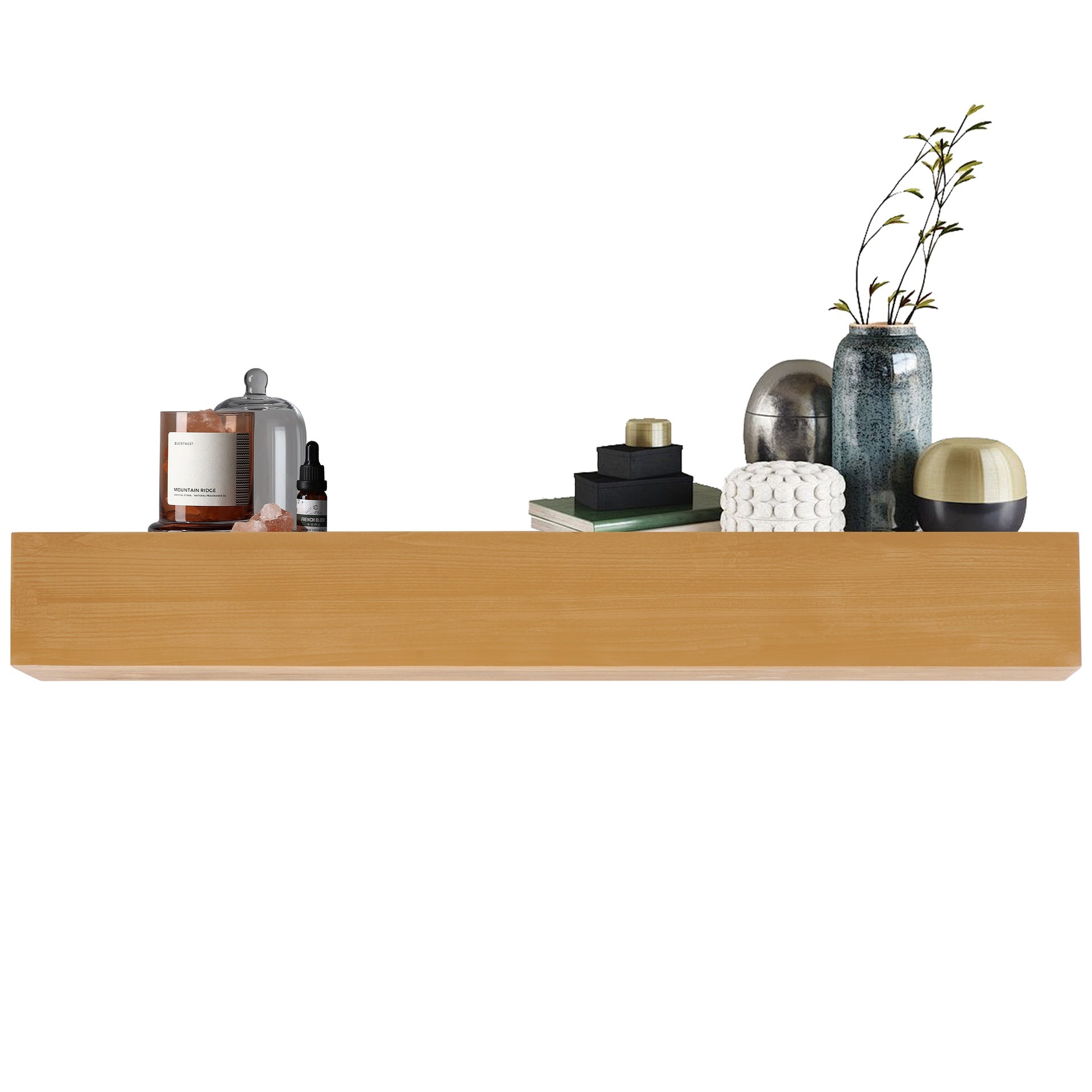 60'' Fireplace Mantel Fir Wood Wall-Mounted & Floating Shelf for Home Decor with Flat Surface