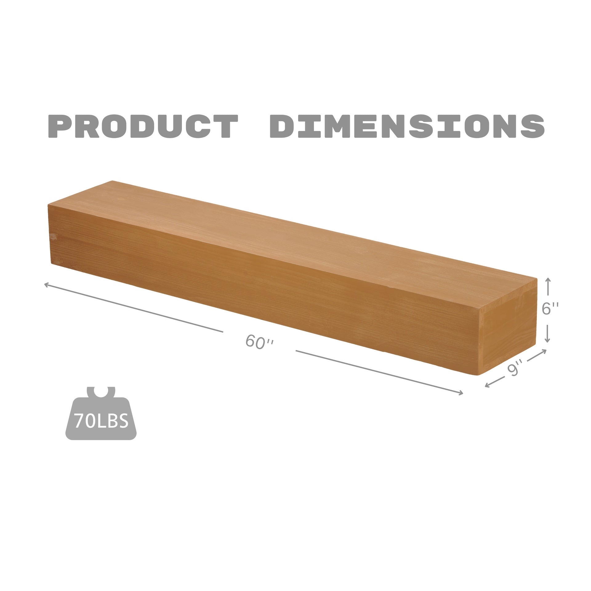 60'' Fireplace Mantel Fir Wood Wall-Mounted & Floating Shelf for Home Decor with Flat Surface