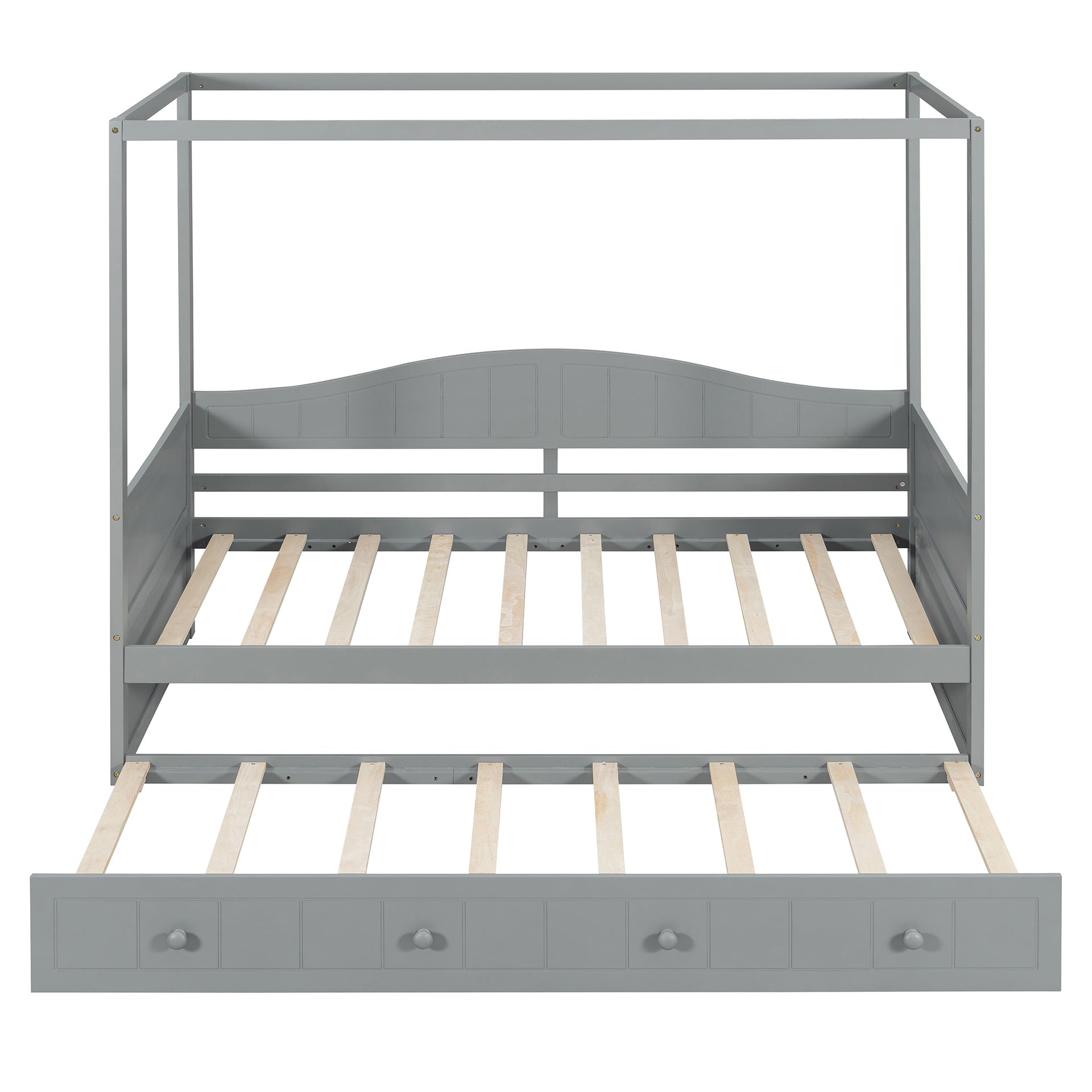 Twin Size Canopy Day Bed with twin size Trundle, Gray