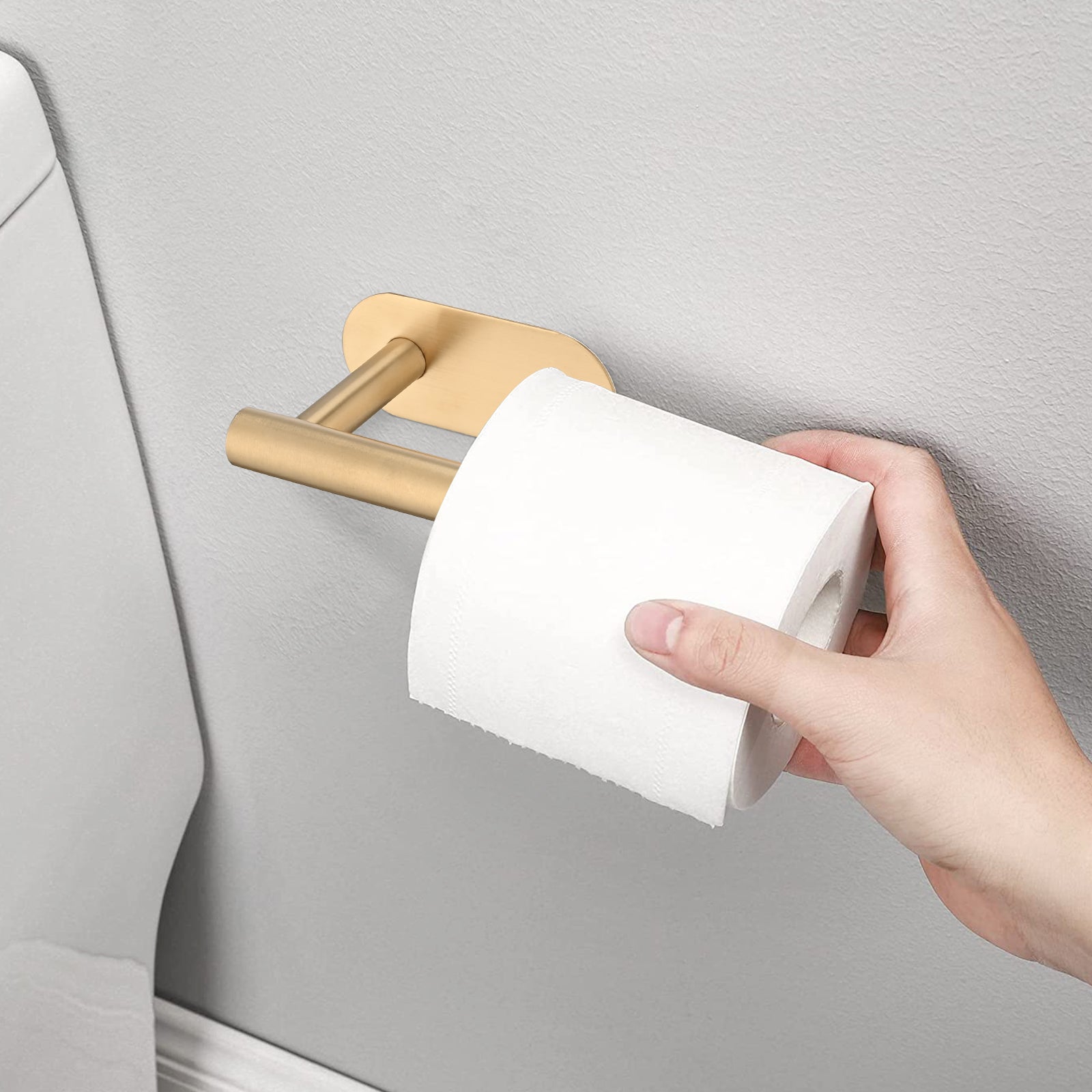 Toilet Paper Holder Self Adhesive, Stainless Steel Rustproof Adhesive Toilet Roll Holder no Drilling