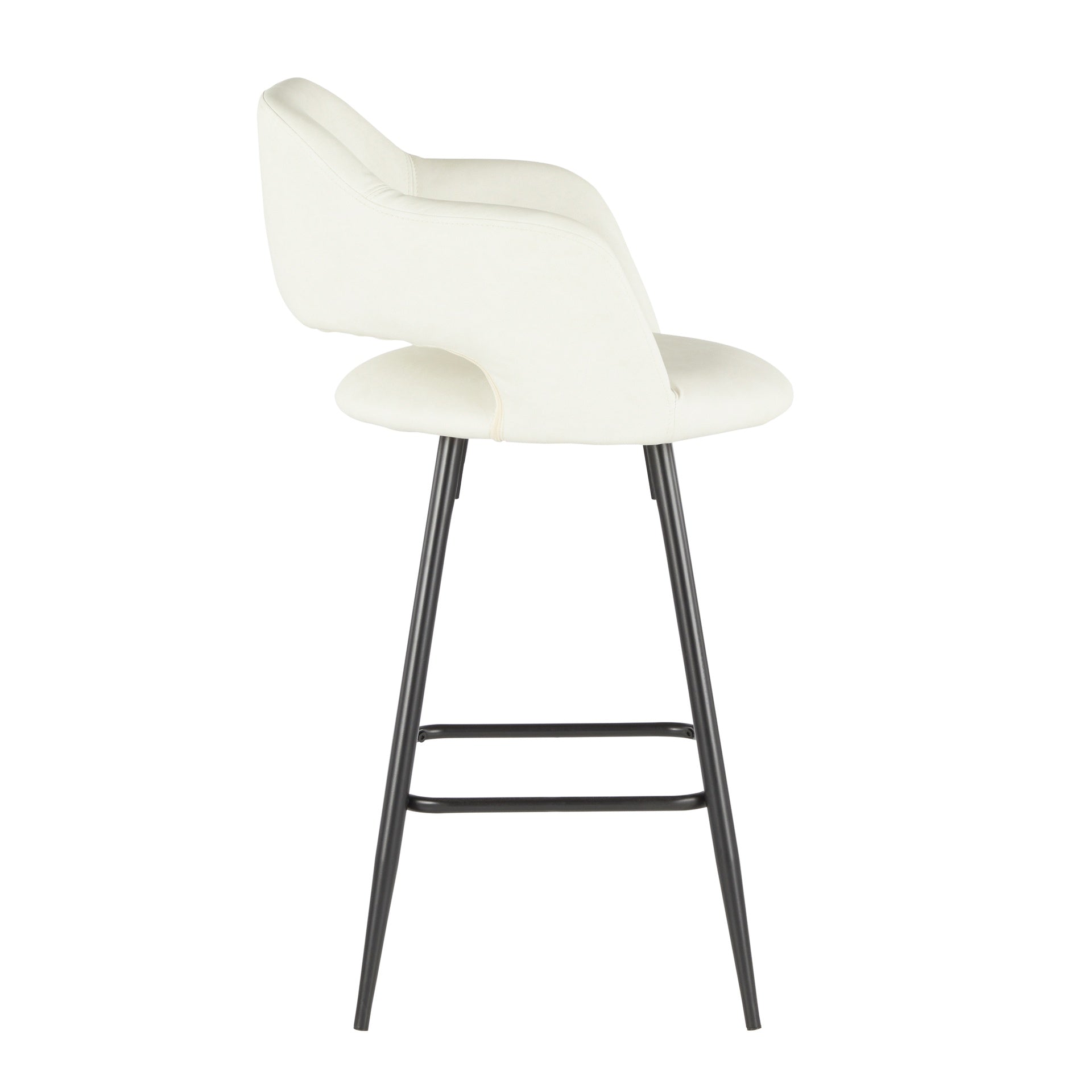 Margarite Contemporary Counter Stool in Black Metal and Cream Faux Leather by LumiSource - Set of 2