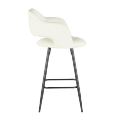 Margarite Contemporary Counter Stool in Black Metal and Cream Faux Leather by LumiSource - Set of 2