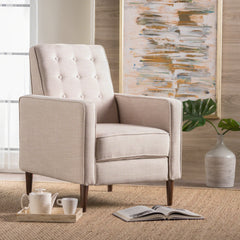 Fabric Recliner Chair Mid-Century Modern Recliner Pushback Single Recliner Sofa with Thicker Seat Cushion Tufted Upholstered Sofa with Wooden leg for Living Room Bedroom