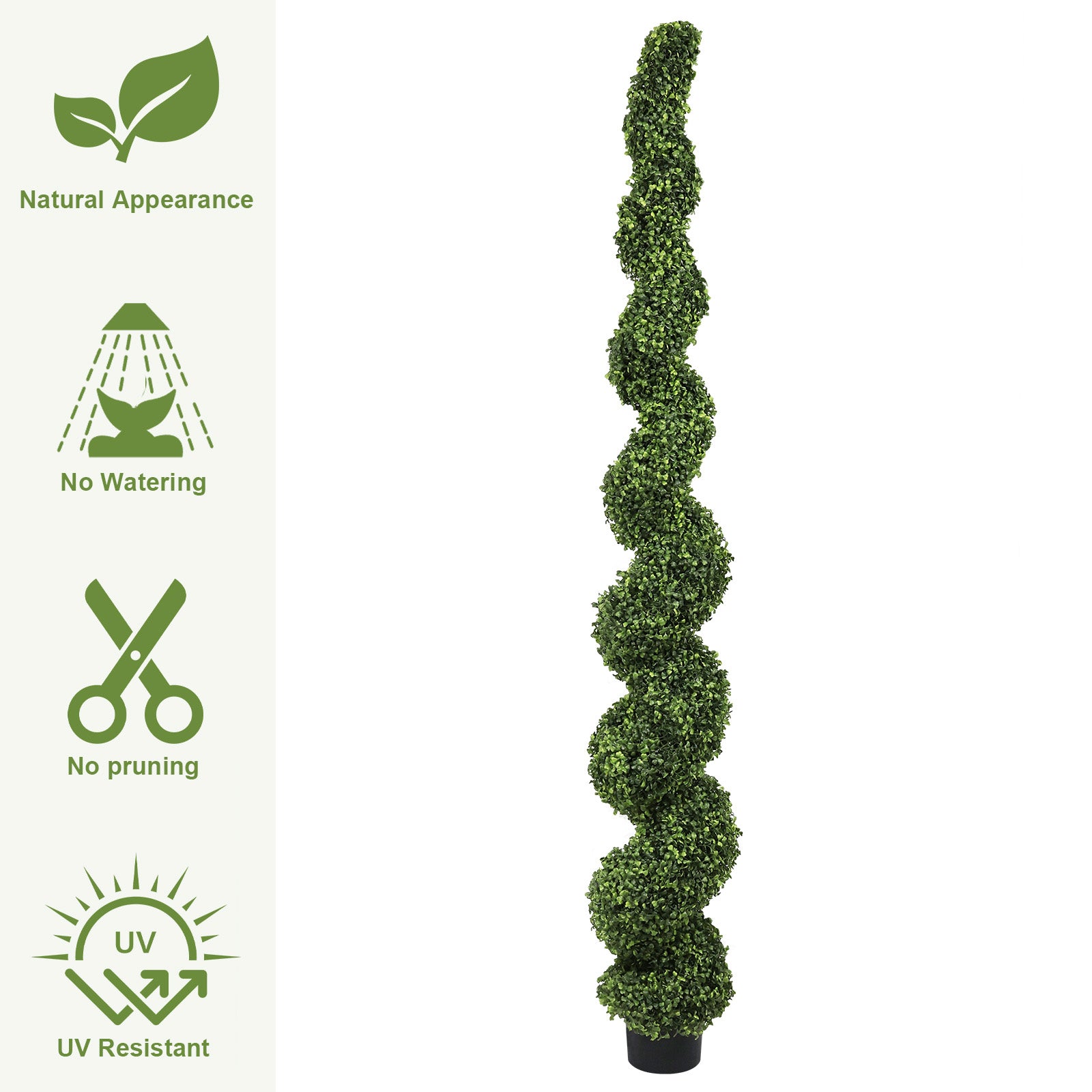 7FT Spiral Topiary Trees Artificial Outdoor Faux Boxwood Plants Large Twisted Green Potted Trees with Light Green Leaves for Garden Front Porch Patio Planter Decoration, 1pc/set