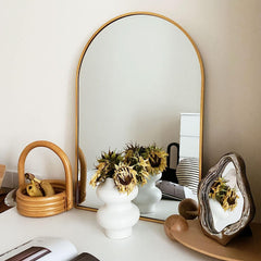20x30 Inch Gold Metal Framed Arched Bathrrom Mirror for Wall.(W2203134108)