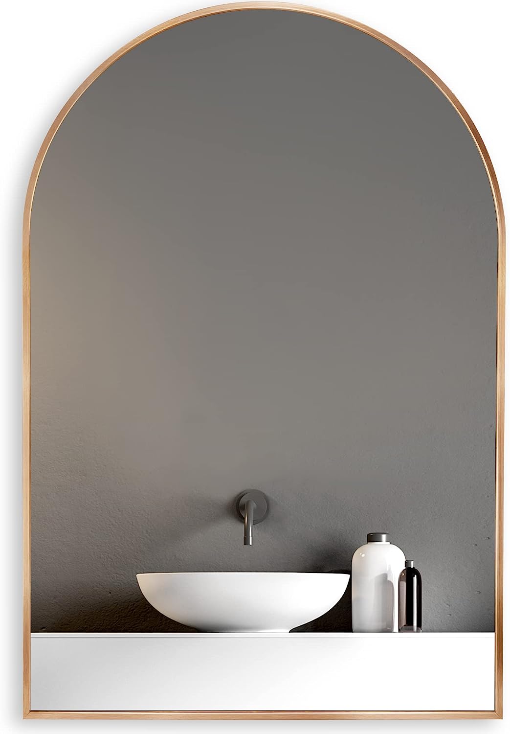 20x30 Inch Gold Metal Framed Arched Bathrrom Mirror for Wall.(W2203134108)