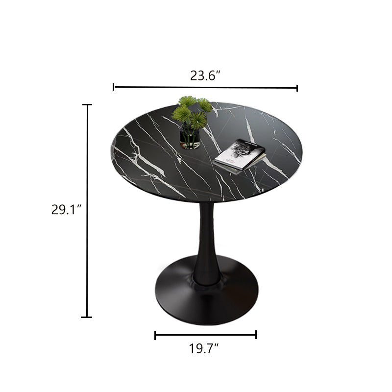 Round Table, Modern Dining Table, Dining Table, MDF Top and Steel Base Tulip Round Kitchen Table, Kitchen Table, Mid Century Coffee Table for Living Room 24 Inch, Oval Dining Table