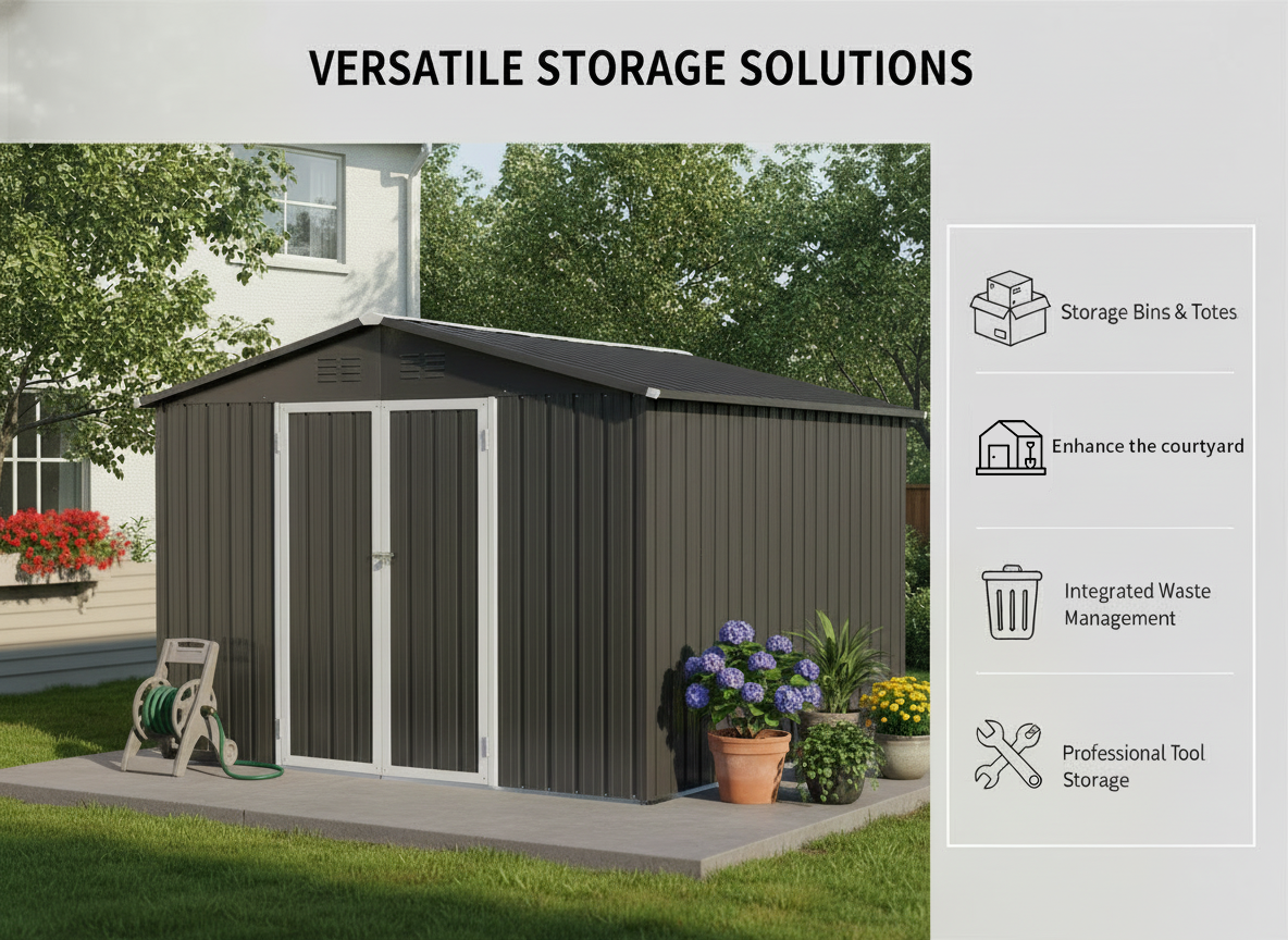 Metal outdoor storage sheds 10ftx12ft , Grey