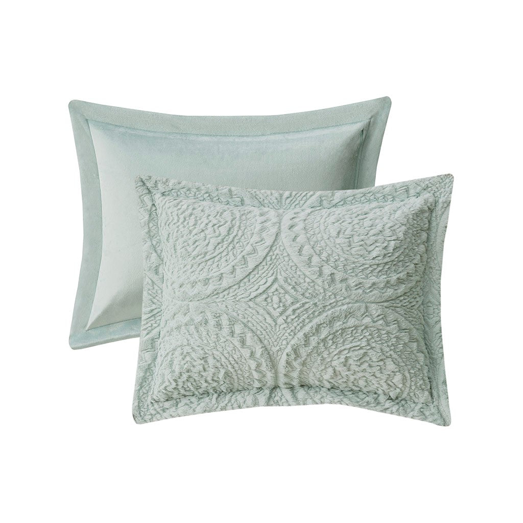 King/Cal King Embroidered Medallion Faux Fur Ultra Plush Comforter Mini Set