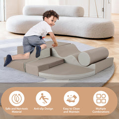 Soft Climb and Crawl Foam Playset 6 in 1, Soft Play Equipment Climb and Crawl Playground for Kids,Kids Crawling and Climbing Indoor Active Play Structure