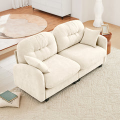 Loveseat Cloud Sectional Couches Chenille Fabric, Tufted Cushion Backrest Design, Ergonomic Design, High-Density Foam Easy Install Elegant Armrests High Quality Wooden Base,Fits Living Rooms,Beige