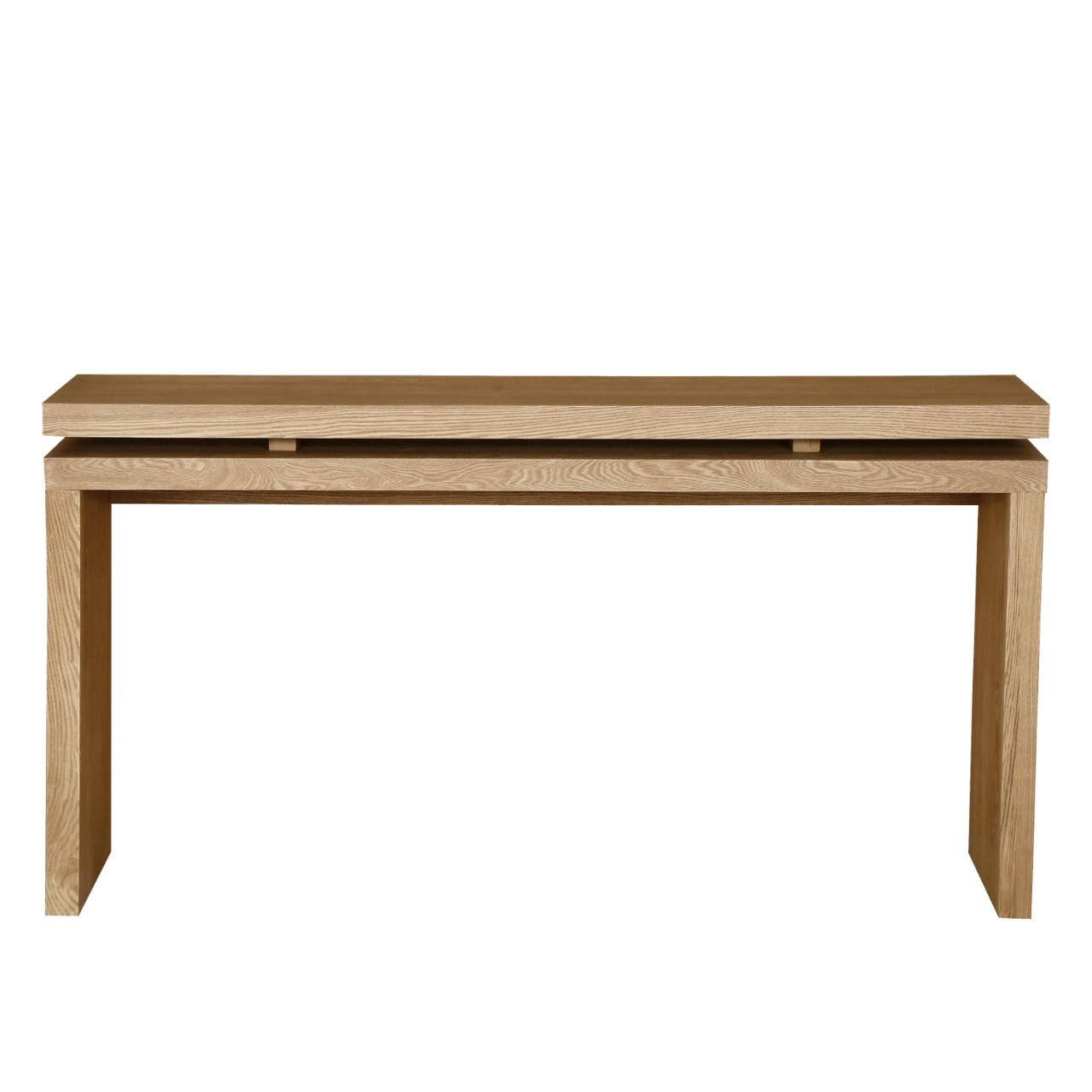60'' Antique Brown Farmhouse Console Table - Retro Wooden Entryway Table with Double Board Suspension Design, Solid Wood & MDF, Sofa Table for Living Room