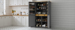 [Assembly Video Provided]TOPMAX 40.2x20x71.3inch High Freestanding Kitchen Pantry Large Cupboard Storage Cabinet with 2 Drawers, 2 Adjustable Shelves, 8 Door Shelves for Kitchen, Dining Room,Gray