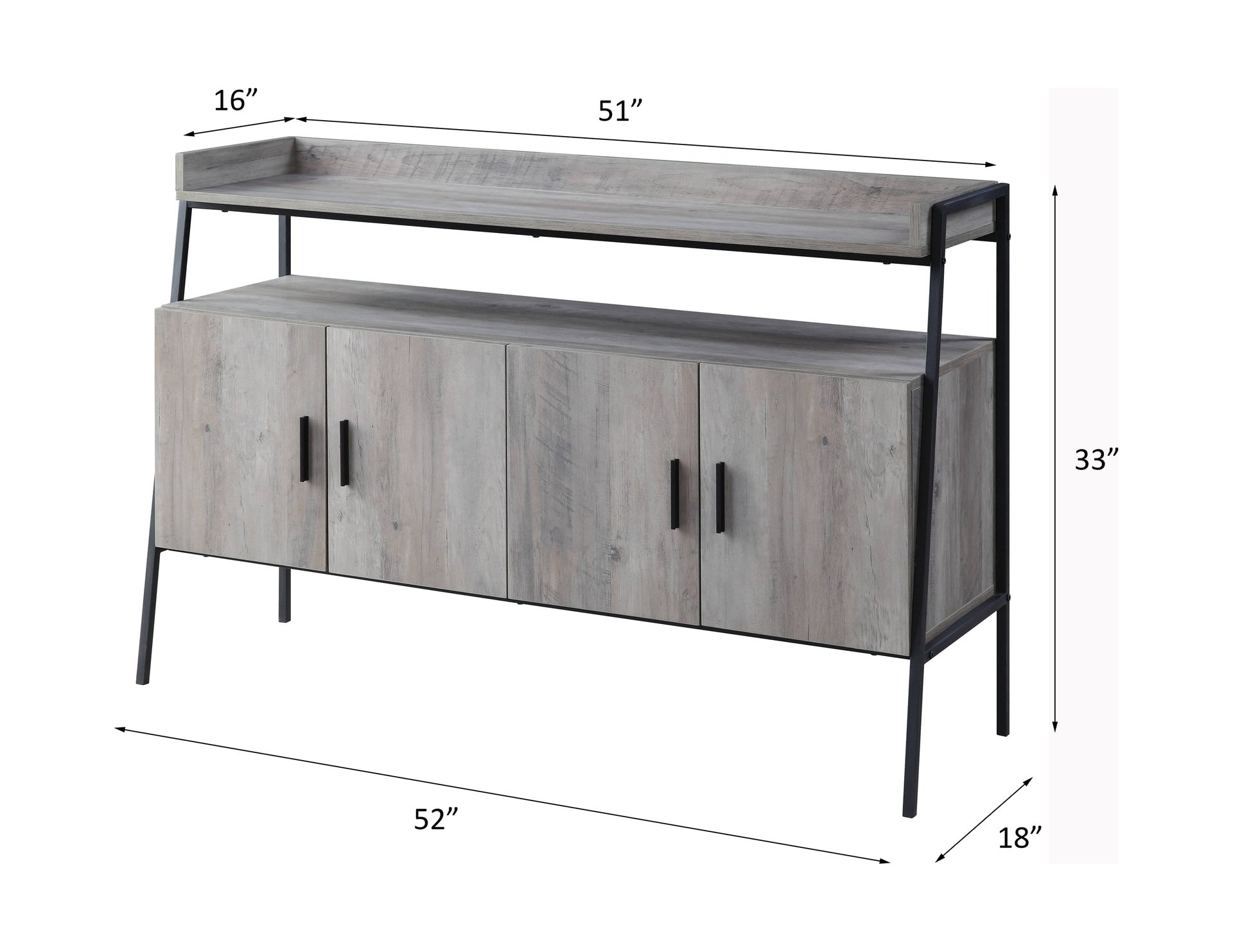 Samiya Gray Oak & Black Finish TV Stand