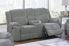 Motion Sofa And Loveseat w Console Smoke Fur Like Corduroy 2pc Reclining Sofa Set Living Room