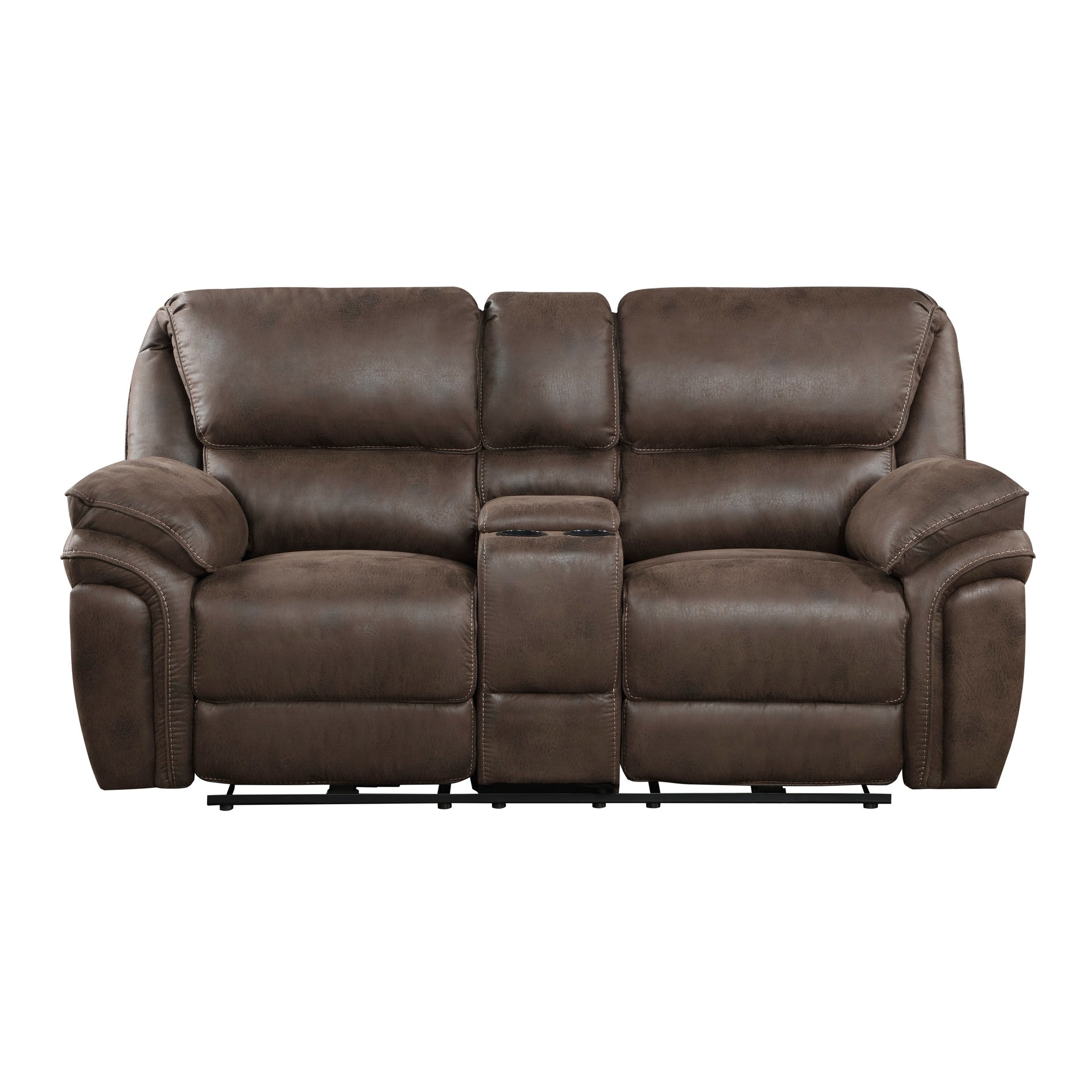 Plush Modern Design Living Room Power Reclining Loveseat Brown Microfiber Upholstery USB port Solid Wood Frame Furniture 1pc